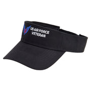 Air Force Veterans Embroidered Cotton Twill Sun Visor - Black OSFM