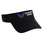 Air Force Veterans Embroidered Cotton Twill Sun Visor - Black OSFM