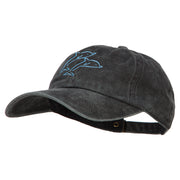 Dolphins Outline Embroidered Washed Cotton Cap