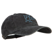 Dolphins Outline Embroidered Washed Cotton Cap