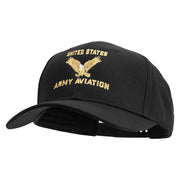 United States Army Aviation Embroidered Six Panels Pro Style Cap - Black OSFM