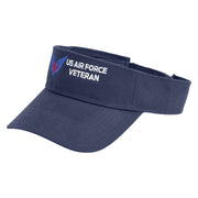 Air Force Veterans Embroidered Cotton Twill Sun Visor - Navy OSFM