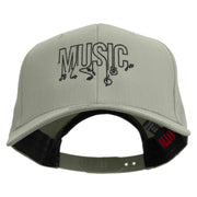 Music Art Embroidered Solid Cotton Twill Prostyle Cap - Grey OSFM