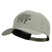 Music Art Embroidered Solid Cotton Twill Prostyle Cap - Grey OSFM