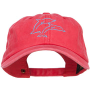 Dolphins Outline Embroidered Washed Cotton Cap