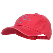 Dolphins Outline Embroidered Washed Cotton Cap