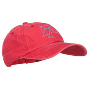 Dolphins Outline Embroidered Washed Cotton Cap