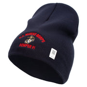US Marine Corps Semper FI Symbol Embroidered 8 Inch Short Beanie Made in USA - Navy OSFM