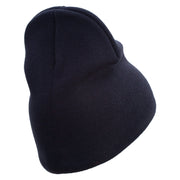 US Marine Corps Semper FI Symbol Embroidered 8 Inch Short Beanie Made in USA - Navy OSFM