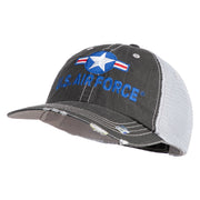 U.S. Air Force Roundel Embroidered Low Profile Special Cotton Mesh Cap - Black OSFM