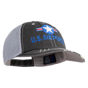 U.S. Air Force Roundel Embroidered Low Profile Special Cotton Mesh Cap - Black OSFM