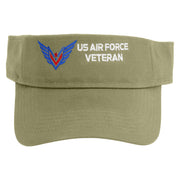 Air Force Veterans Embroidered Cotton Twill Sun Visor - Khaki OSFM