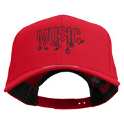 Music Art Embroidered Solid Cotton Twill Prostyle Cap - Red OSFM