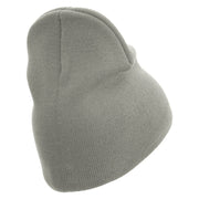 US Marine Corps Semper FI Symbol Embroidered 8 Inch Short Beanie Made in USA - Dk-Ash OSFM