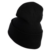 Christmas Holly Embroidered Iron on Patch  12 Inch Long Knitted Beanie - Black OSFM