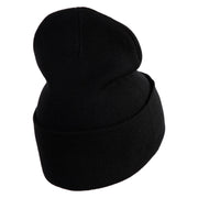 Christmas Holly Embroidered Iron on Patch  12 Inch Long Knitted Beanie - Black OSFM