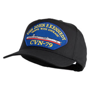 USS John F. Kennedy Serve with Courage CVN 79 Blue Patched Solid Cotton Twill 5 Panel Prostyle Snap Cap - Black OSFM