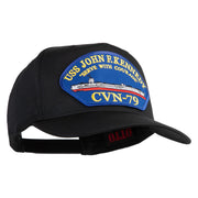USS John F. Kennedy Serve with Courage CVN 79 Blue Patched Solid Cotton Twill 5 Panel Prostyle Snap Cap - Black OSFM