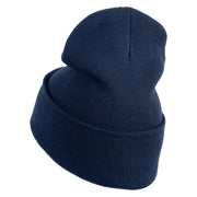 Christmas Holly Embroidered Iron on Patch  12 Inch Long Knitted Beanie - Navy OSFM
