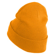 Small Soccer Ball Sports Iron on Patched 12 Inch Long Knitted Beanie - Yellow OSFM