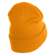 Small Soccer Ball Sports Iron on Patched 12 Inch Long Knitted Beanie - Yellow OSFM