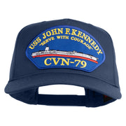 USS John F. Kennedy Serve with Courage CVN 79 Blue Patched Solid Cotton Twill 5 Panel Prostyle Snap Cap - Navy OSFM