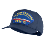 USS John F. Kennedy Serve with Courage CVN 79 Blue Patched Solid Cotton Twill 5 Panel Prostyle Snap Cap - Navy OSFM