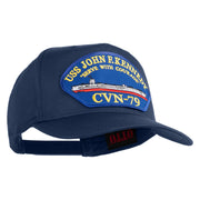 USS John F. Kennedy Serve with Courage CVN 79 Blue Patched Solid Cotton Twill 5 Panel Prostyle Snap Cap - Navy OSFM
