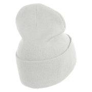 Christmas Holly Embroidered Iron on Patch  12 Inch Long Knitted Beanie - White OSFM