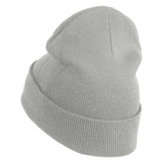 Small Soccer Ball Sports Iron on Patched 12 Inch Long Knitted Beanie - Heather Grey OSFM