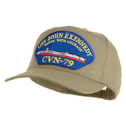 USS John F. Kennedy Serve with Courage CVN 79 Blue Patched Solid Cotton Twill 5 Panel Prostyle Snap Cap - Khaki OSFM