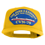 USS John F. Kennedy Serve with Courage CVN 79 Blue Patched Solid Cotton Twill 5 Panel Prostyle Snap Cap - Yellow OSFM