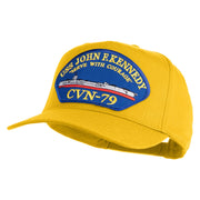 USS John F. Kennedy Serve with Courage CVN 79 Blue Patched Solid Cotton Twill 5 Panel Prostyle Snap Cap - Yellow OSFM