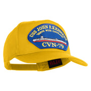 USS John F. Kennedy Serve with Courage CVN 79 Blue Patched Solid Cotton Twill 5 Panel Prostyle Snap Cap - Yellow OSFM