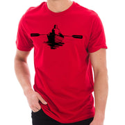 Man On Boat Graphic Design Ring Spun Combed Cotton Short Sleeve Deluxe Jersey T-Shirt - Red XS