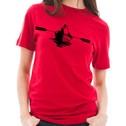 Man On Boat Graphic Design Ring Spun Combed Cotton Short Sleeve Deluxe Jersey T-Shirt - Red XS