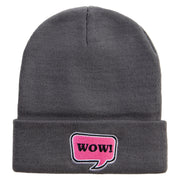 Wow Power Embroidered 12 inch Acrylic Cuffed Long Beanie - Charcoal OSFM