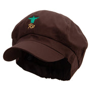 Rio De Janeiro Landmark Embroidered Cotton Elastic Newsboy Cap - Brown OSFM