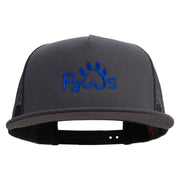 Paws Logo 5 Panel Mesh Trucker Snapback Cap - Charcoal OSFM