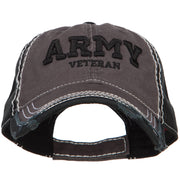 3D Army Veteran Embroidered Vintage Frayed Cap