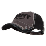 3D Army Veteran Embroidered Vintage Frayed Cap