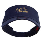 Cincinnati Skyline Embroidered Cotton Twill Sun Visor - Navy OSFM