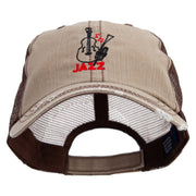 Jazz Instruments Embroidered Low Profile Special Cotton Mesh Cap - Khaki-Brown OSFM