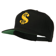 Dollar Sign Logo Embroidered Flat Bill Cap