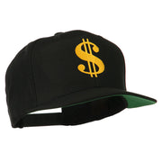 Dollar Sign Logo Embroidered Flat Bill Cap