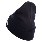 Marines The Few The Proud Logo Embroidered 12 Inch Solid Knit Cuff Long Beanie Made in USA - Navy OSFM