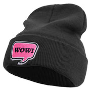 Wow Power Embroidered 12 inch Acrylic Cuffed Long Beanie - Black OSFM