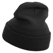 Wow Power Embroidered 12 inch Acrylic Cuffed Long Beanie - Black OSFM