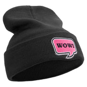 Wow Power Embroidered 12 inch Acrylic Cuffed Long Beanie - Black OSFM