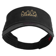 Cincinnati Skyline Embroidered Cotton Twill Sun Visor - Black OSFM